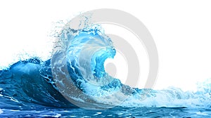 Clean blue water wave with copy space at white background