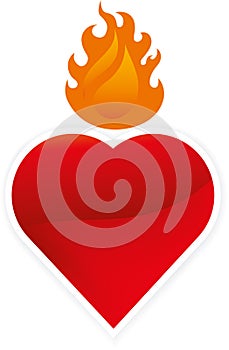 Clean and bright burning heart in geometrical shape.