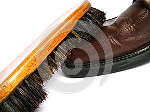 Clean brush and brown men shoes