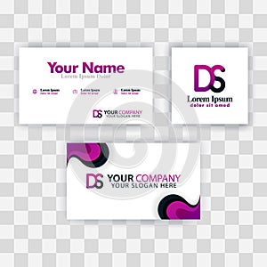 Clean Business Card Template Concept. Vector Purple Modern Creative. SD Letter logo Minimal Gradient Corporate. DS Company Luxury