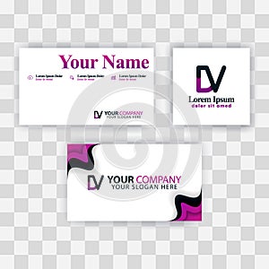 Clean Business Card Template Concept. Vector Purple Modern Creative. VD Letter logo Minimal Gradient Corporate. DV Company Luxury