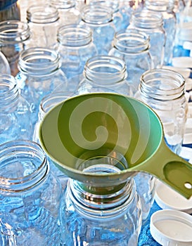 Clean Canning Jars and Funnel photo