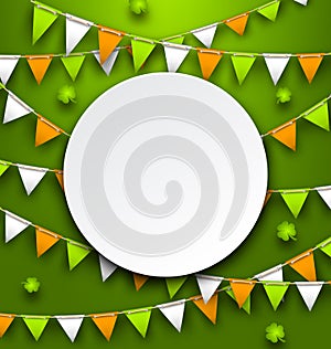 Clean Card with Party Bunting Pennants and Clovers for St. Patricks Day