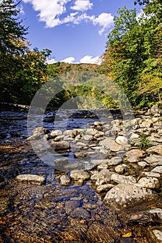 Clear water on Westfield River in Berkshires Massachusetts photo