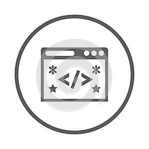 Clean code, code, design icon. Gray vector graphics