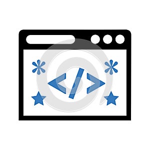 Clean code, code, design icon. Simple flat design Concept