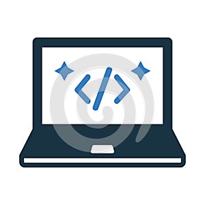 Clean, code, coding icon. Simple flat design concept.