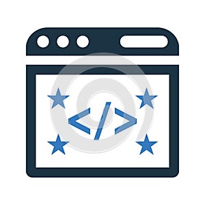 Clean, code, coding icon. Simple editable vector design isolated on a white background