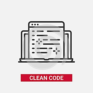 Clean Code - modern single vector line design icon.