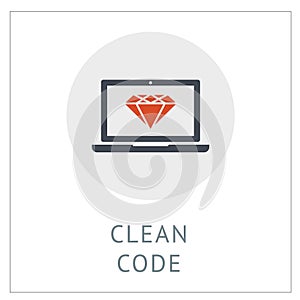 Clean Code Simpel Logo Icon Vector Ilustration photo