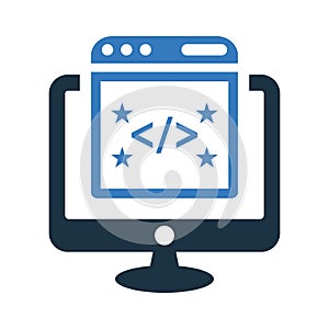 Clean, coding, code icon. Simple editable vector design isolated on a white background
