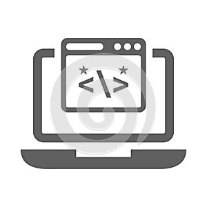 Clean, coding icon. Gray vector graphics