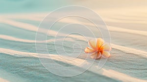 a clean composition depicting a single, vibrantly colored flower blooming amidst a vast expanse desert sand