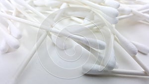clean cotton bud and white backdrop