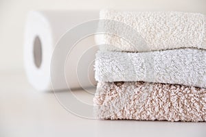 Clean cotton towels and paper towels