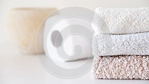 Clean cotton towels and paper towels