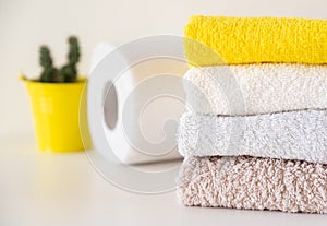 Clean cotton towels and paper towels