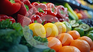 Clean and crisp photo highlighting the healthful array of fruits and vegetables in the refrigerator