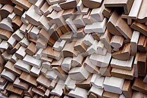 Clean cut skirting boards on stack