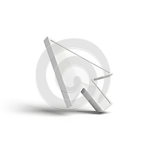 3D Rendered White Computer Mouse Cursor Arrow Isolated on White Background pointer