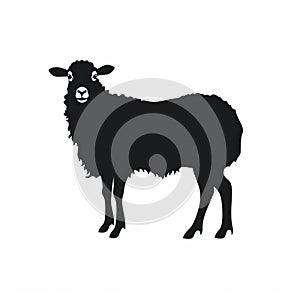 Clean Design: Black Sheep Silhouette On White Background