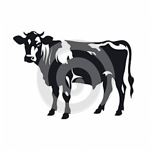 Clean Design Cow Silhouette Icon On White Background