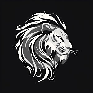 Clean Design Lion Head Illustration On White Background