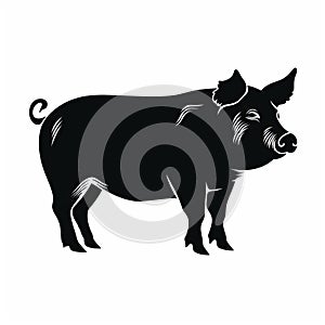 Clean Design Pig Silhouette Vector Illustration