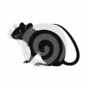 Clean Design Rat Creature Silhouette On White Background