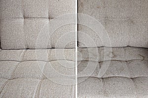 Clean and dirty sofa before and after, Cleaning service clean sofa with professional equipment