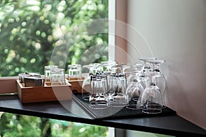 Drinking glasses on the table