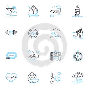 Clean eating linear icons set. Nutrition, Wholesome, Organic, Fresh, Healthy, Raw, Natural line vector and concept signs photo
