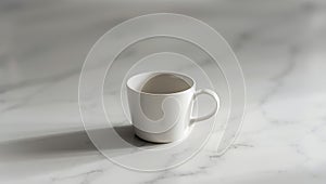 Minimalist White Coffee Mug on Marble Surface