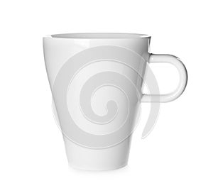 Clean empty ceramic cup isolated on white