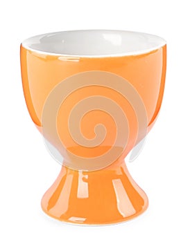 Clean empty ceramic egg cup isolated on white