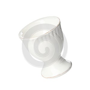 Clean empty ceramic egg cup isolated