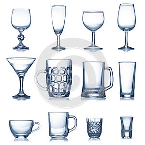 Clean empty glassware collection