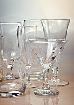 Clean empty glassware collection
