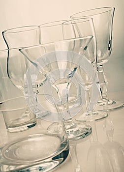 Clean empty glassware collection
