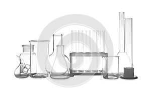 Clean empty laboratory glassware isolated