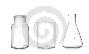 Clean empty laboratory glassware isolated