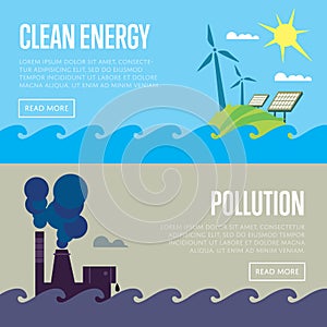 Clean energy and air pollution banners