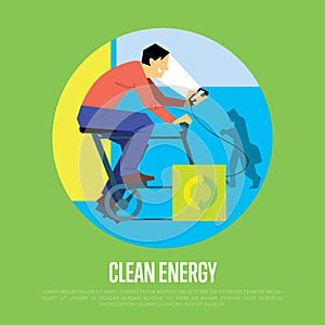 Clean energy concept. Man with generator