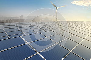 Clean energy solar panel and wind turbine