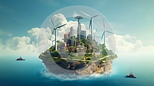 Clean energy sources saving the world.Generative AI