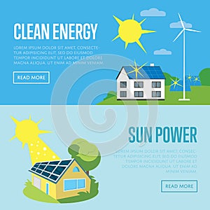 Clean energy and sun power vertical banners.