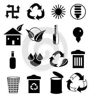 Clean Environment Black Icon Set