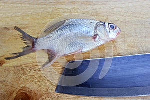 Clean the fish on the cutting board