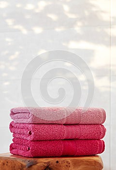 Clean folded pink towels