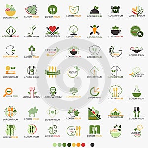 Clean Food Restaurant Healthy Logo Set - Vector